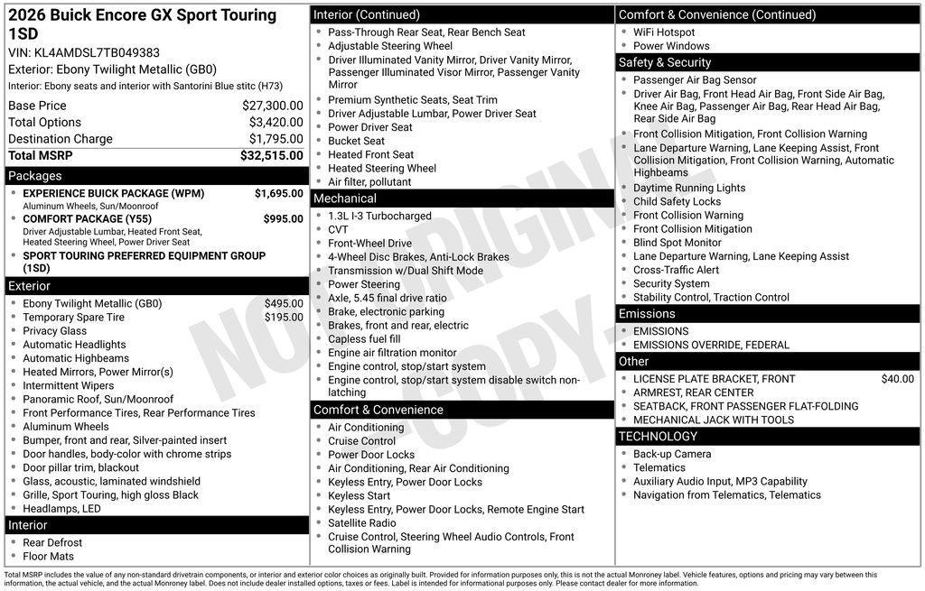new 2026 Buick Encore GX car, priced at $30,231