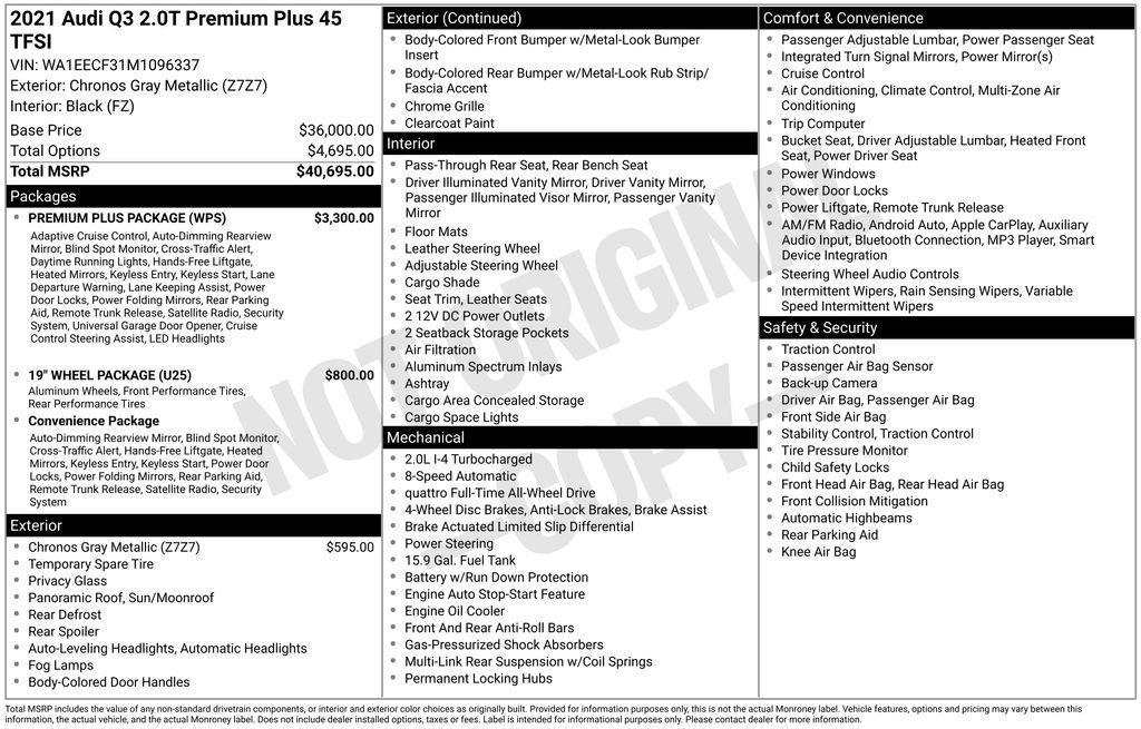 used 2021 Audi Q3 car, priced at $25,900