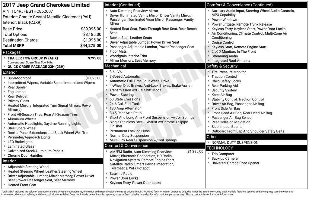 used 2017 Jeep Grand Cherokee car, priced at $15,995