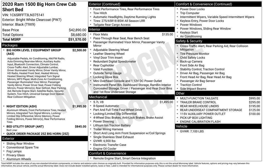 used 2020 Ram 1500 car, priced at $30,946