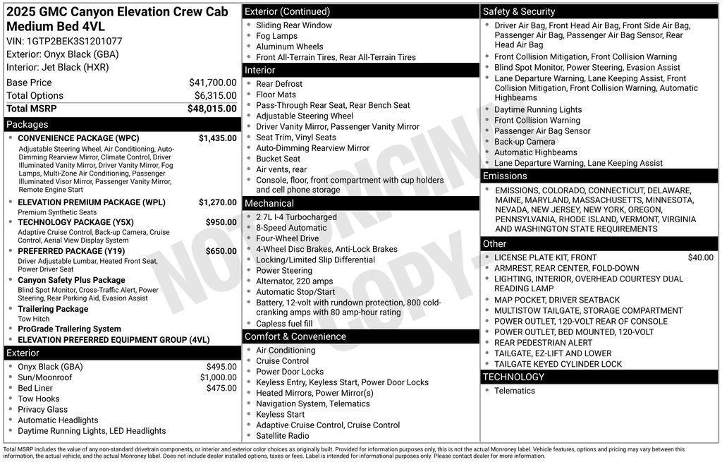 new 2025 GMC Canyon car, priced at $49,670
