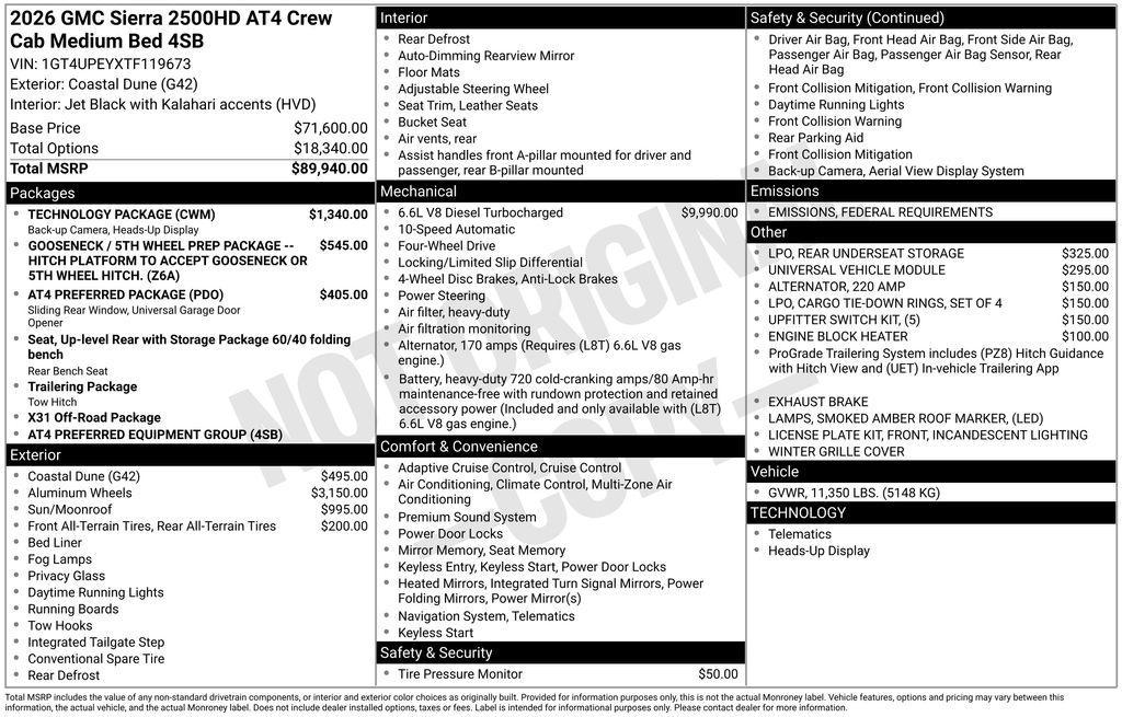 new 2026 GMC Sierra 2500 car, priced at $91,655