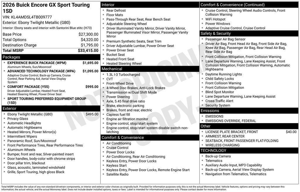 new 2026 Buick Encore GX car, priced at $31,062