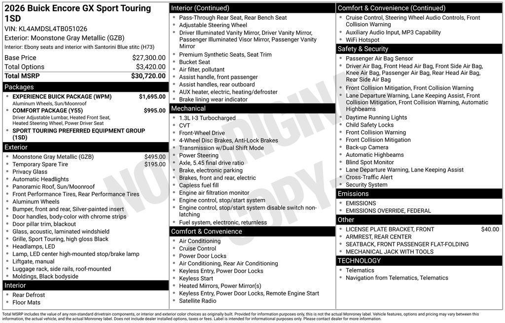 new 2026 Buick Encore GX car, priced at $32,475