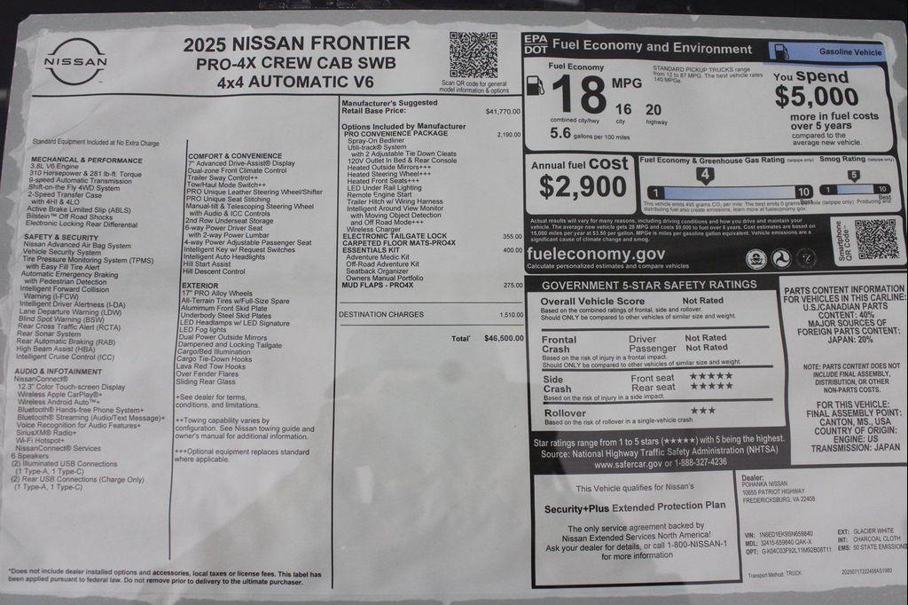 new 2025 Nissan Frontier car, priced at $39,800