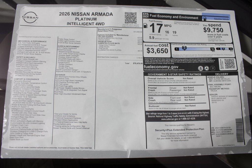 new 2026 Nissan Armada car, priced at $71,850