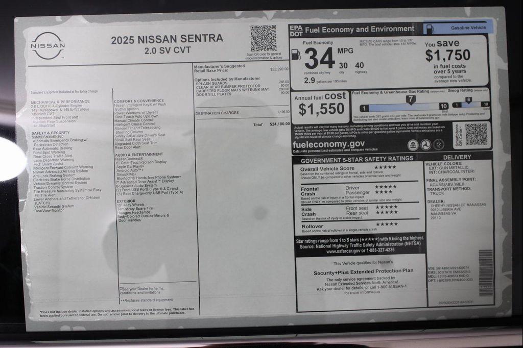 new 2025 Nissan Sentra car, priced at $21,334