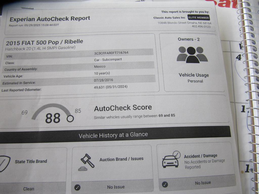 used 2015 FIAT 500 car, priced at $7,900