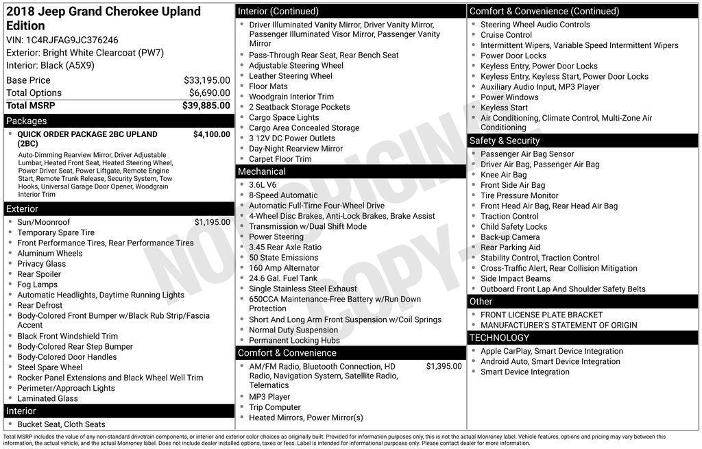 used 2018 Jeep Grand Cherokee car, priced at $17,998