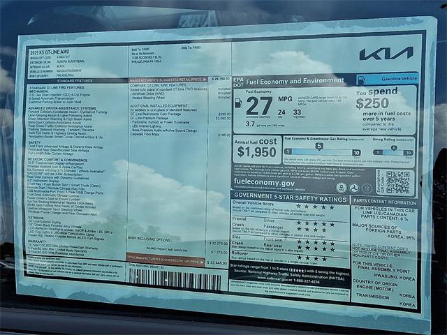 new 2025 Kia K5 car, priced at $33,445