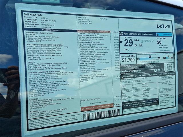 new 2026 Kia K5 car, priced at $36,380