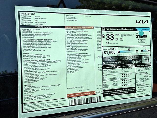 new 2025 Kia K4 car, priced at $29,035