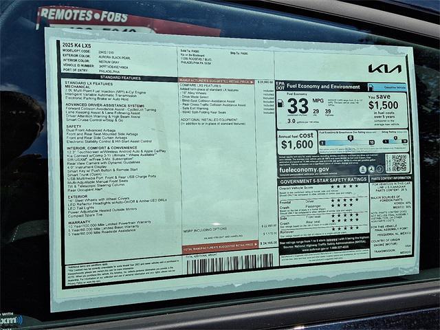 new 2025 Kia K4 car, priced at $24,165