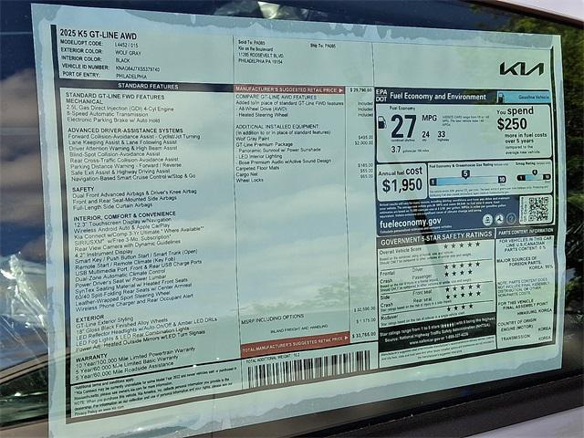 new 2025 Kia K5 car, priced at $33,765