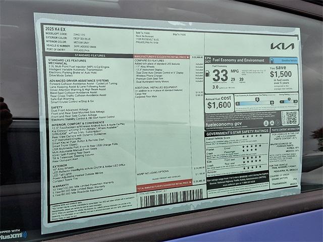 new 2025 Kia K4 car, priced at $25,485