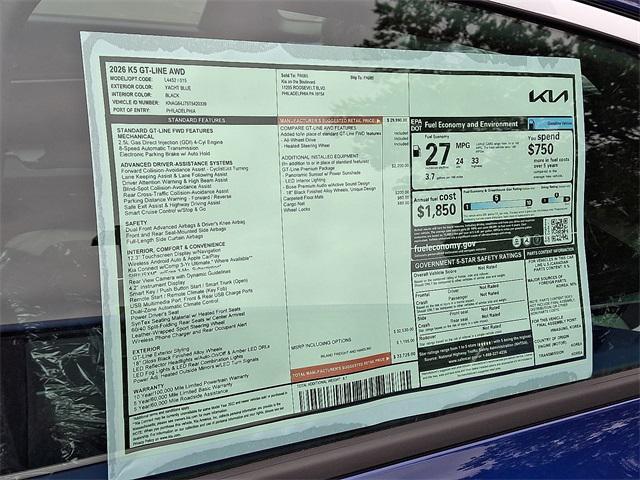new 2026 Kia K5 car, priced at $33,725