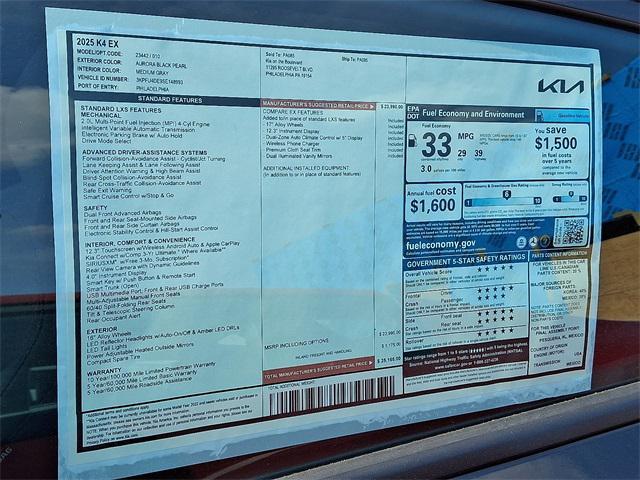 new 2025 Kia K4 car, priced at $25,165