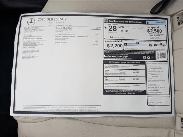 new 2026 Mercedes-Benz GLB 250 car, priced at $47,375
