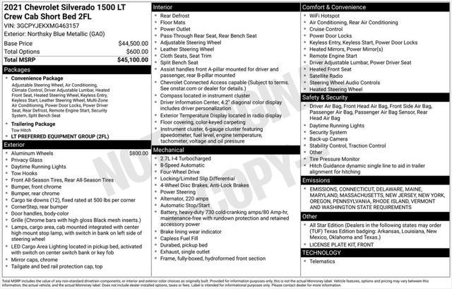 used 2021 Chevrolet Silverado 1500 car, priced at $36,261