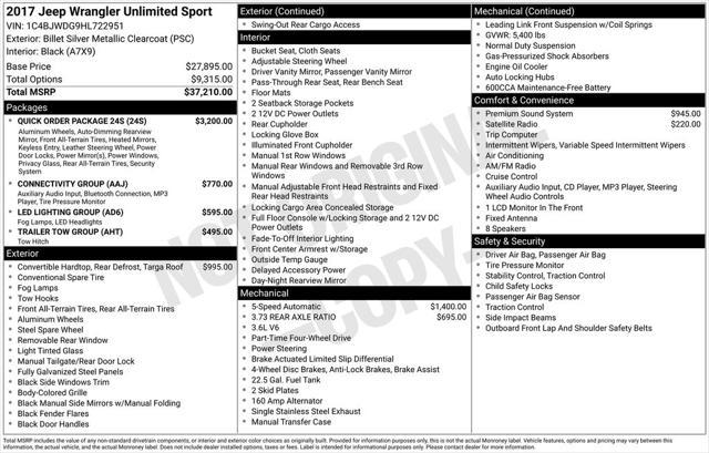 used 2017 Jeep Wrangler Unlimited car, priced at $22,846