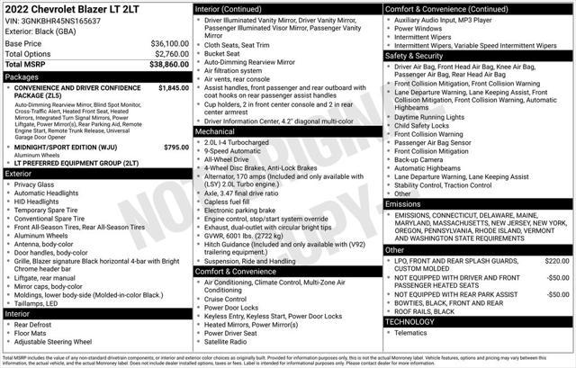 used 2022 Chevrolet Blazer car, priced at $27,675