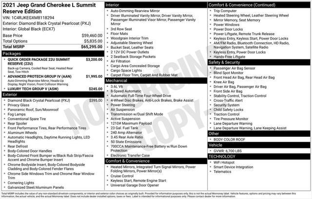 used 2021 Jeep Grand Cherokee L car, priced at $39,164