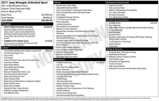 used 2017 Jeep Wrangler Unlimited car, priced at $22,787