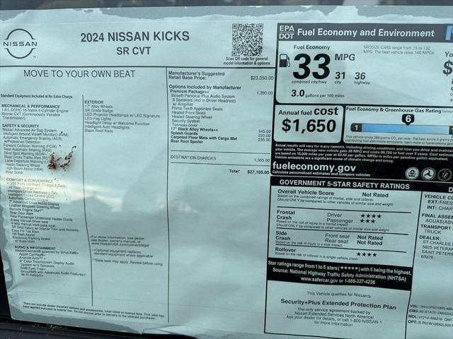 new 2024 Nissan Kicks car, priced at $22,915