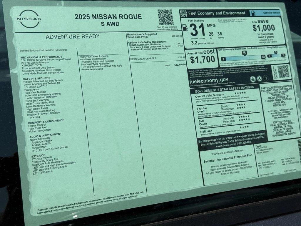 new 2025 Nissan Rogue car, priced at $29,210