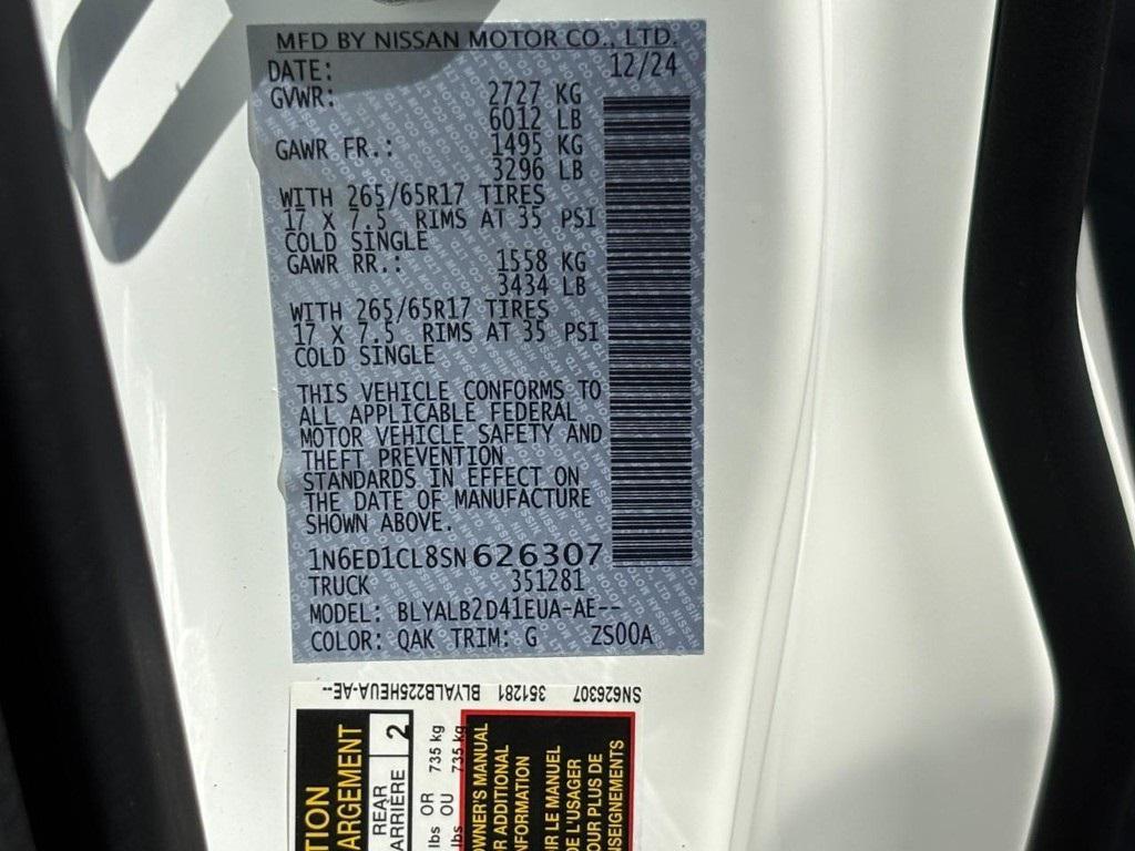 new 2025 Nissan Frontier car, priced at $30,355