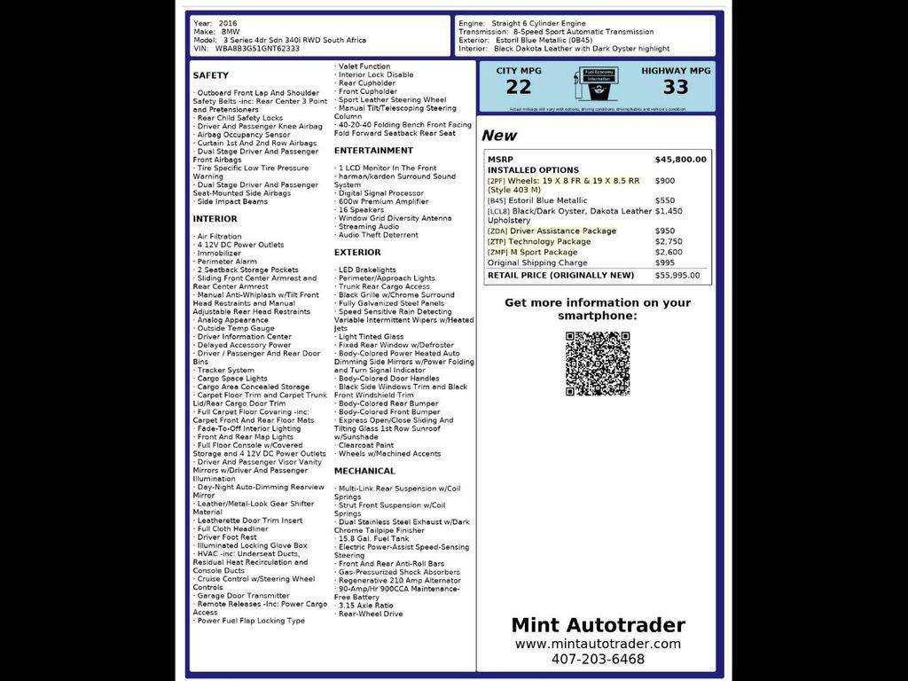 used 2016 BMW 340 car, priced at $15,900