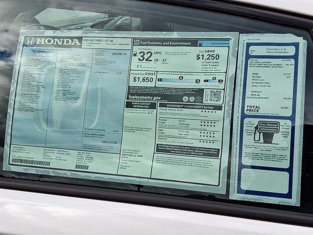 new 2025 Honda Accord car, priced at $32,210
