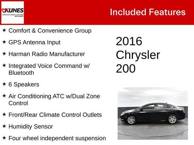 used 2016 Chrysler 200 car, priced at $12,500