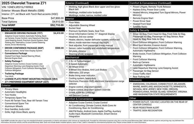 new 2025 Chevrolet Traverse car, priced at $52,405