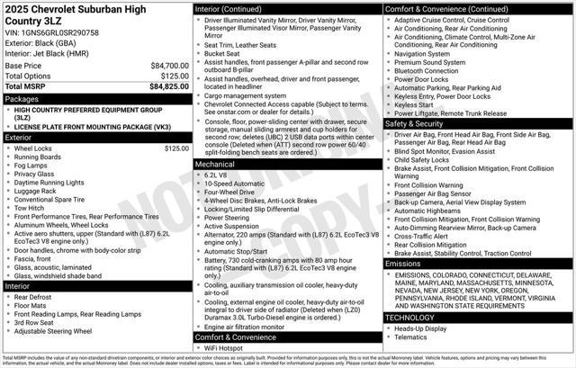 new 2025 Chevrolet Suburban car, priced at $85,895