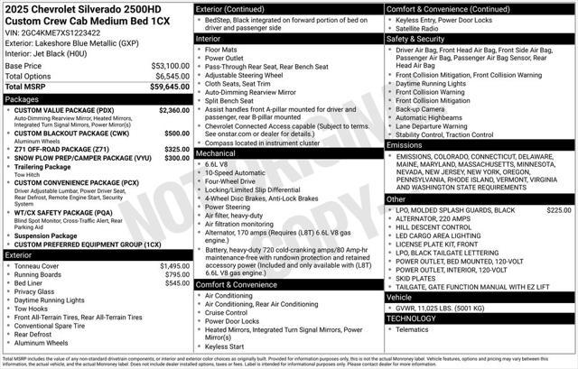new 2025 Chevrolet Silverado 2500 car, priced at $60,615