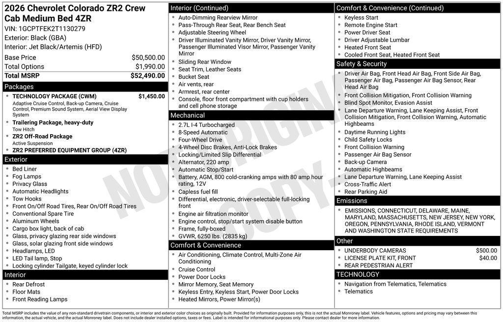 new 2026 Chevrolet Colorado car, priced at $53,920