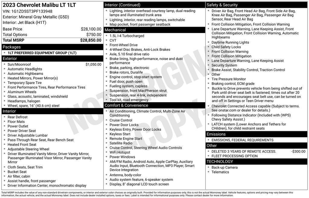 used 2023 Chevrolet Malibu car, priced at $19,995