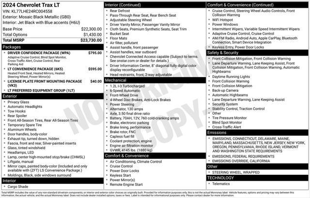 used 2024 Chevrolet Trax car, priced at $22,298