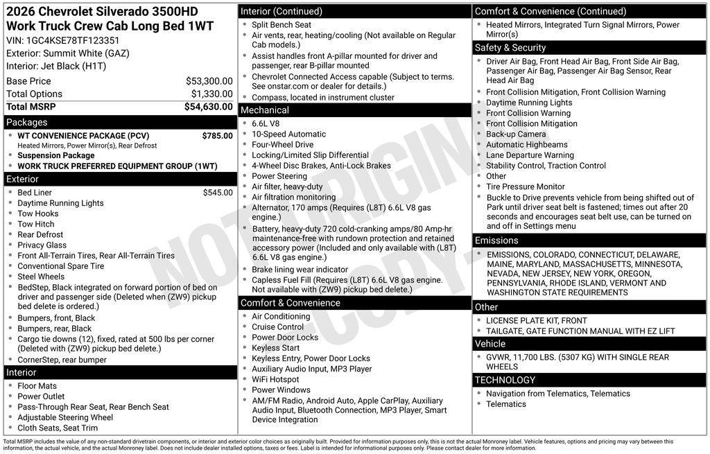 new 2026 Chevrolet Silverado 3500 car, priced at $55,225