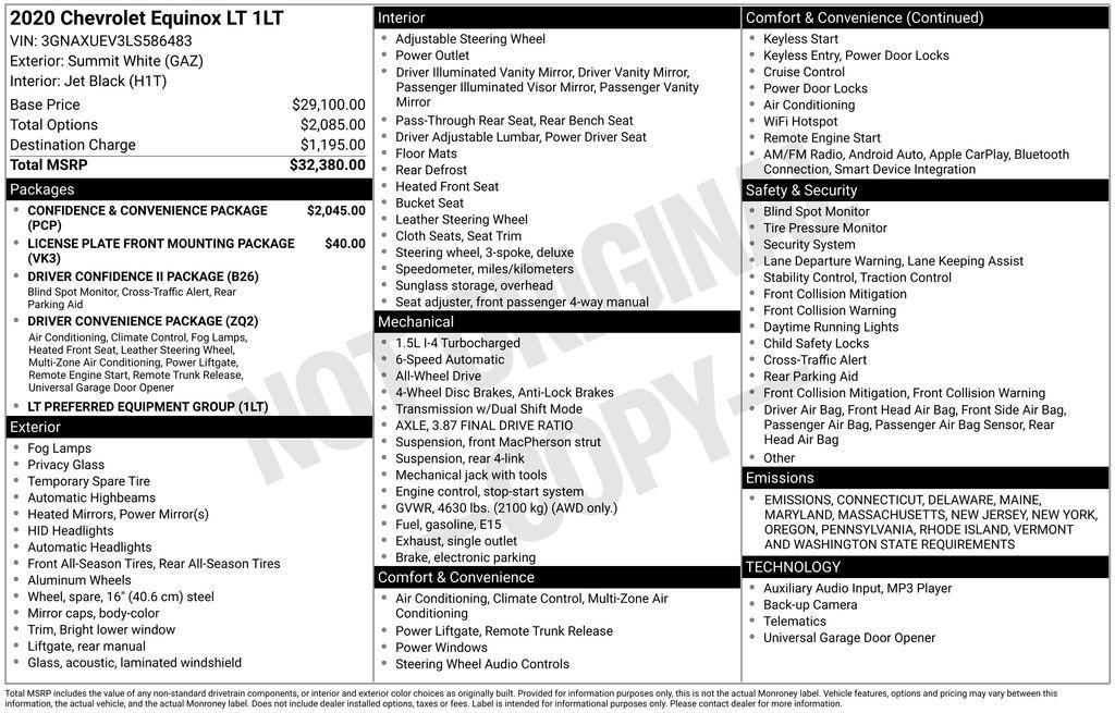 used 2020 Chevrolet Equinox car, priced at $17,995