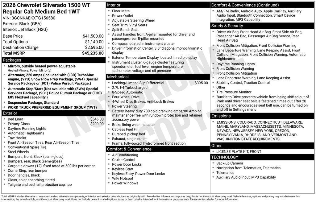 new 2026 Chevrolet Silverado 1500 car, priced at $40,835