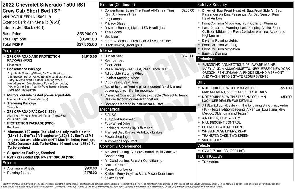 used 2022 Chevrolet Silverado 1500 car, priced at $46,667