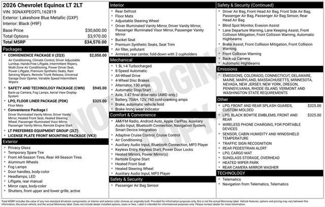 new 2026 Chevrolet Equinox car, priced at $35,965