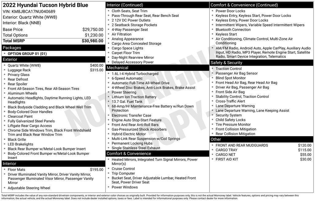 used 2022 Hyundai TUCSON Hybrid car, priced at $20,995