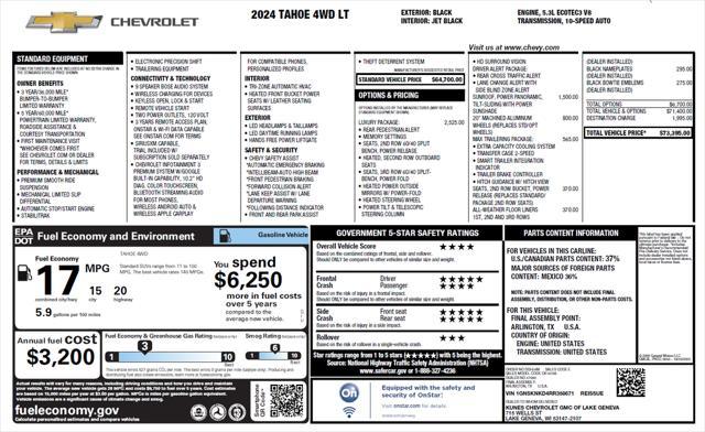 new 2024 Chevrolet Tahoe car, priced at $66,500