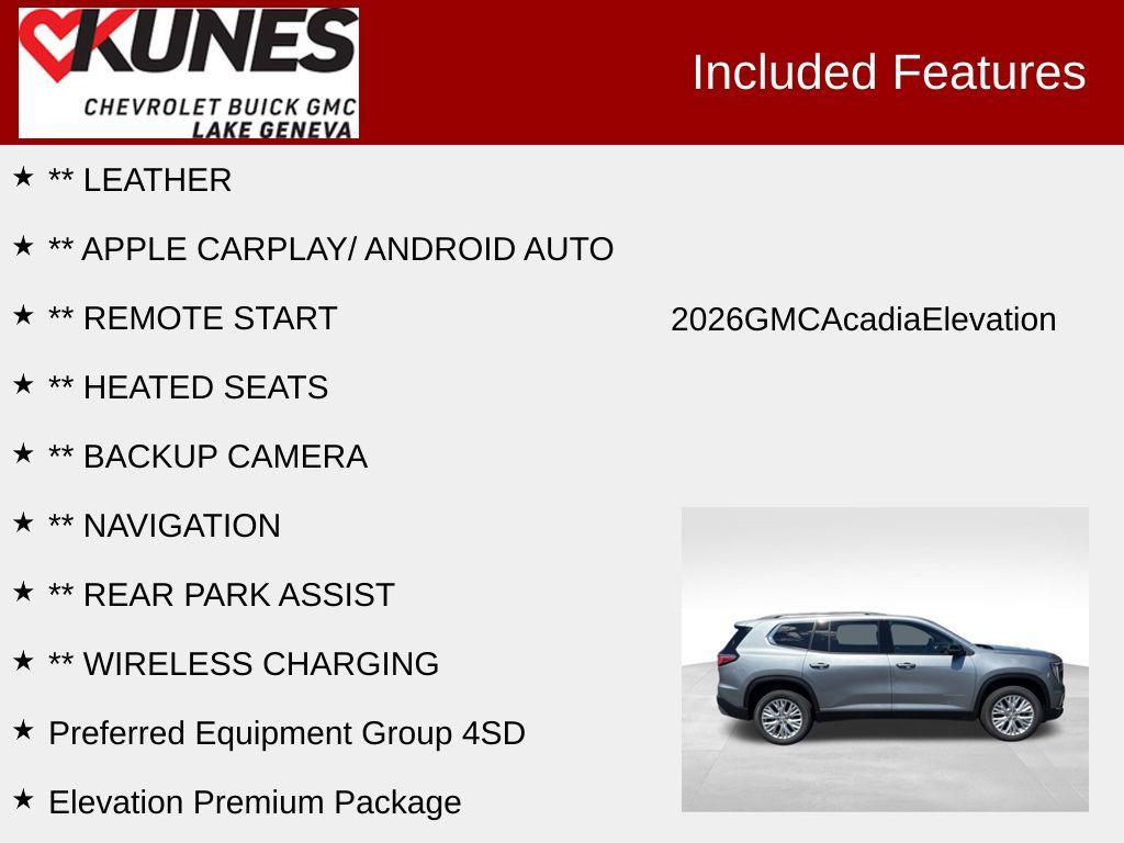 new 2026 GMC Acadia car, priced at $51,374