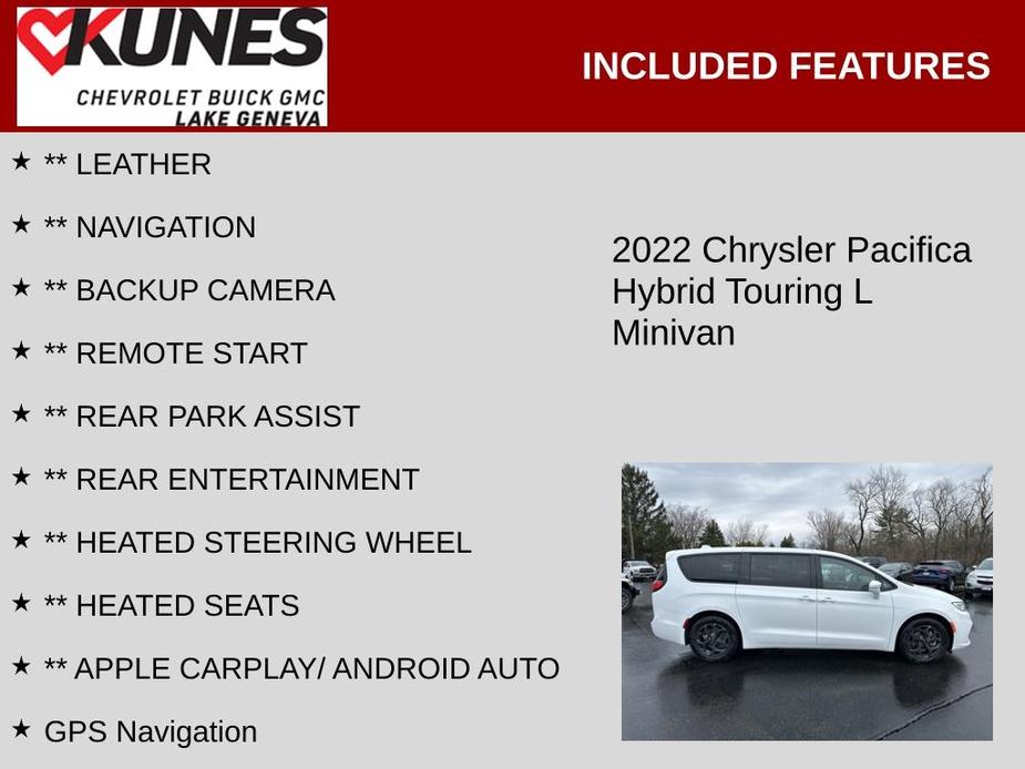 used 2022 Chrysler Pacifica Hybrid car, priced at $28,100