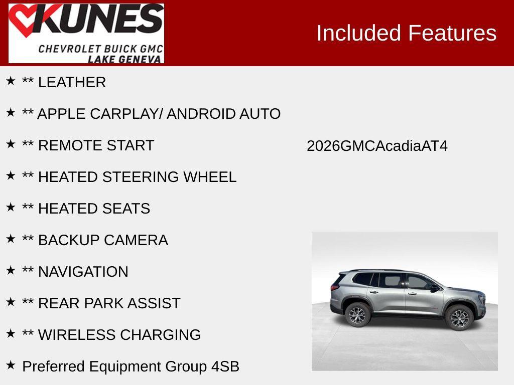new 2026 GMC Acadia car, priced at $53,500