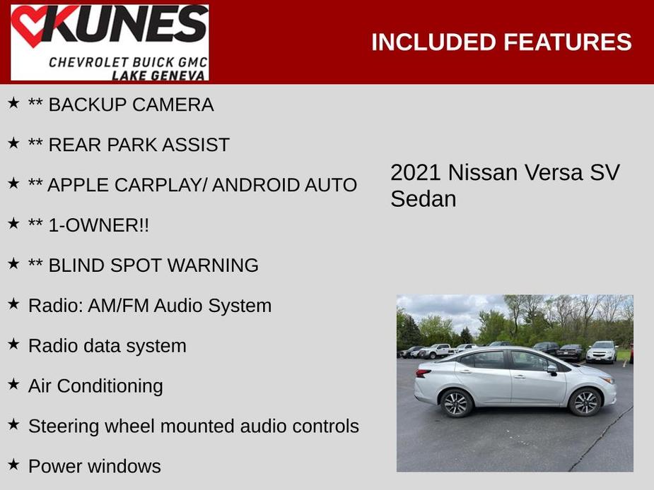 used 2021 Nissan Versa car, priced at $15,400
